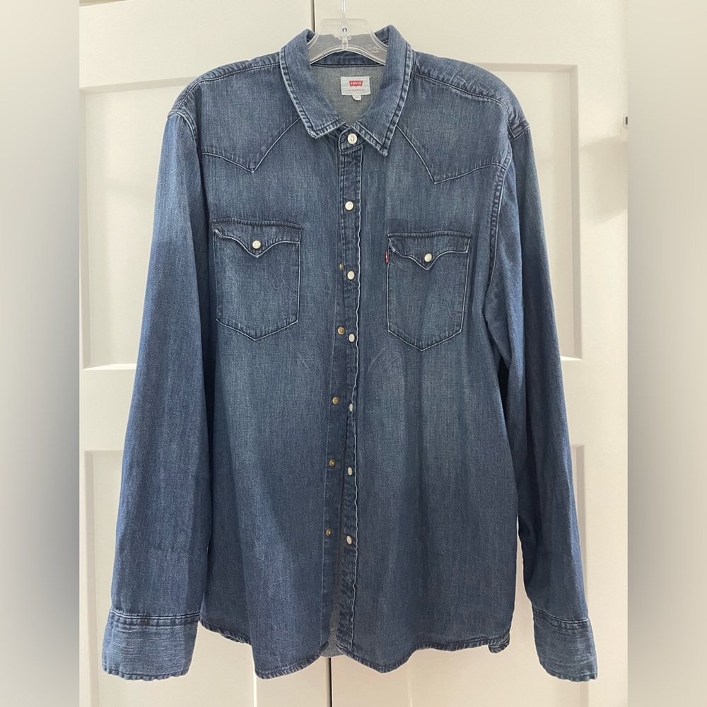 Levi’s XXL classic western denim shirt pearl snap buttons